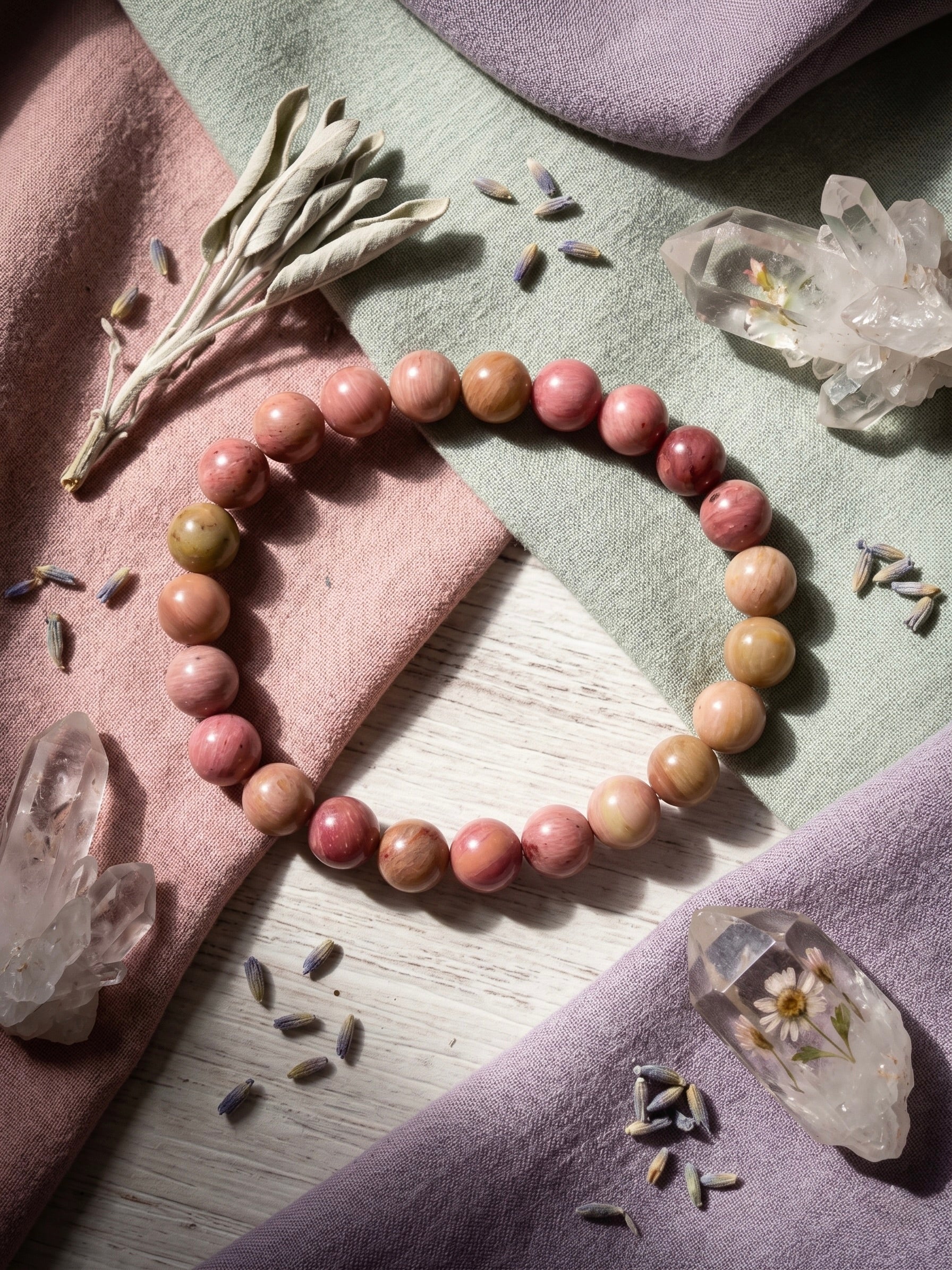 Rhodochrosite Bracelet – Crystal for Compassion & Emotional Healing