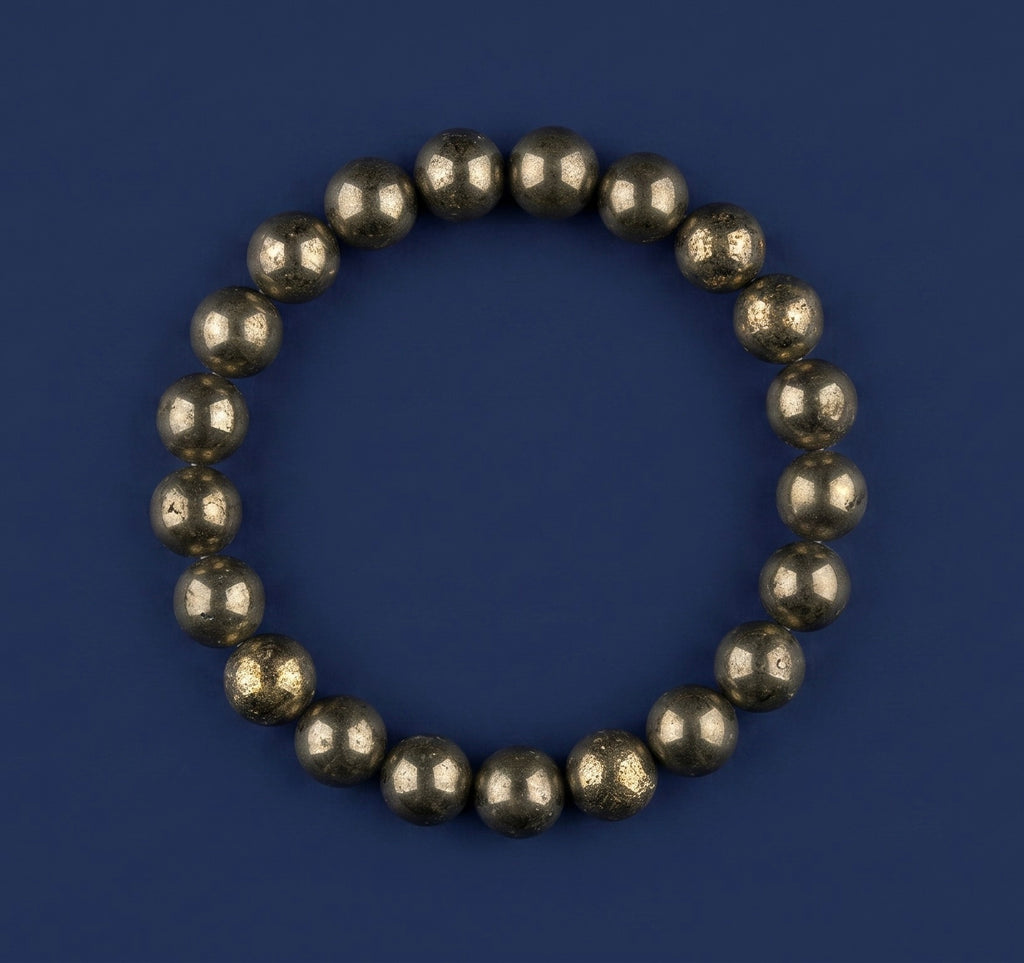 Natural Pyrite Bracelet – Pyrite Beaded Bracelet for Wealth, Success & Protection