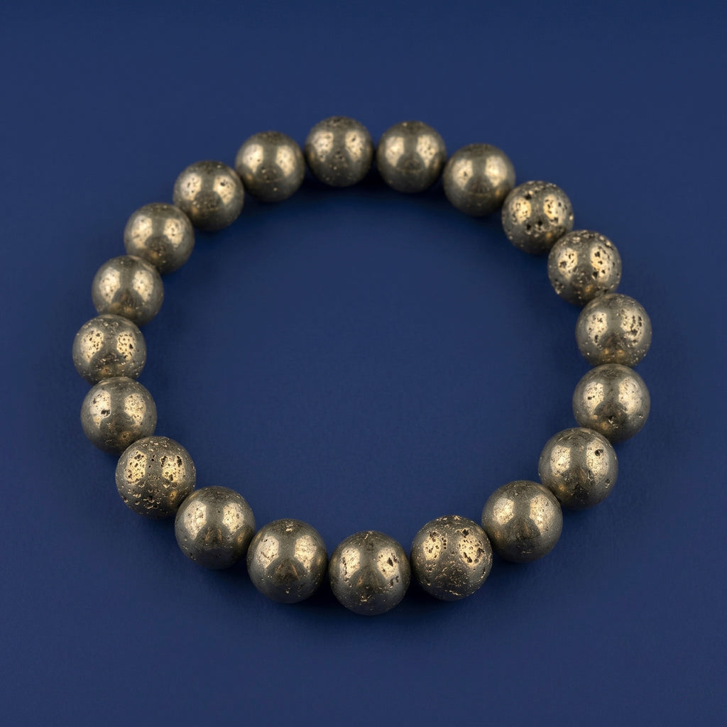 Natural Pyrite Bracelet – Pyrite Beaded Bracelet for Wealth, Success & Protection