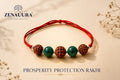 Green Jade & Rudraksha Rakhi